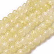Spray Painted Glass Beads Strands, Round, Yellow, 8~8.5mm, Hole: 1.5mm, about 100pcs/strand, 31.1 inch(79cm)(GLAA-A038-C-41)