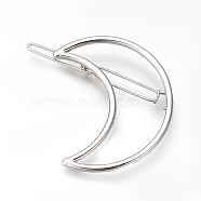 Alloy Brooches, For Scarf Clip, Cadmium Free & Lead Free, Moon, Platinum, 51x39mm(X-TIBE-S311-25P)