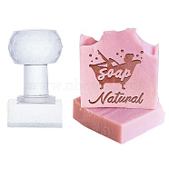 Clear Acrylic Soap Stamps with Big Handles, DIY Soap Molds Supplies, Human, 60x38x38mm, pattern: 35x35mm(DIY-WH0445-014)