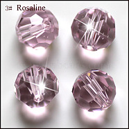 Imitation Austrian Crystal Beads, Grade AAA, Faceted(32 Facets), Round, Pink, 6mm, Hole: 0.7~0.9mm(SWAR-F021-6mm-508)