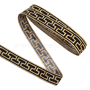 Iron on/Sew on Polyester Embroidery Rectangle Ribbon, Clothes Accessories, Gold, 7/8 inch(23.5mm), about 4.16 Yards(3.8m)/Roll(OCOR-WH0078-178B-02)