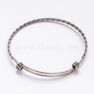 304 Stainless Steel Bangles, Stainless Steel Color, 63mm(BJEW-H468-P)