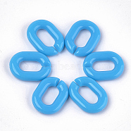 Acrylic Linking Rings, Quick Link Connectors, For Jewelry Chains Making, Oval, Dodger Blue, 19x14x4.5mm, Hole: 11x5.5mm(X-OACR-S029-54B-08)