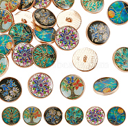 24Pcs 6 Colors Alloy Enamel Shank Buttons, 1-Hole, Flat Round with Flower Pattern, Mixed Color, 20x8mm, Hole: 2mm, 4pcs/color(BUTT-OC0001-42)