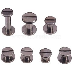 Brass Flat Nail Rivets, Chicago Screws, Screw Back, For DIY Leather Craft, Gunmetal, 7.4x7.2x1.7cm(KK-PH0035-65B)