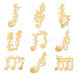 Nickel Decoration Stickers, Metal Resin Filler, Epoxy Resin & UV Resin Craft Filling Material, Golden, Musical Note, 40x40mm, 9pcs/set(DIY-WH0450-162)