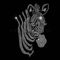 Glass Hotfix Rhinestone, Iron on Appliques, Costume Accessories, for Clothes, Bags, Pants, Zebra, 297x210mm(DIY-WH0303-279)