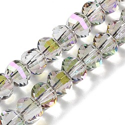 Transparent Electroplate Glass Beads Strands, AB Color Plated, Faceted, Rondelle, Light Grey, 7.8x5.8~6.3mm, Hole: 1.5mm, about 80pcs/strand, 18.31''~19.88''(46.5~50.5cm)(GLAA-Q099-C01-12)