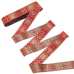 Ethnic Style Polyester Jacquard Ribbon, Clothes Accessories, Red, 1 inch(24mm), about 7.70 Yards(7.04m)/pc(OCOR-WH0078-478B-06)