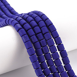 Polymer Clay Bead Strands, Column, Dark Blue, 5~7x6mm, Hole: 1.5~2mm, about 61~69pcs/strand, 15.74 inch(CLAY-T001-C37)