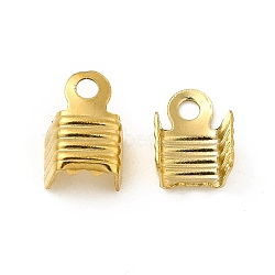 304 Stainless Steel Folding Crimp Ends, Fold Over Crimp Cord Ends, Golden, 7.5x5x4mm, Hole: 1.4mm, Inner Diameter: 4mm(STAS-P319-02G)