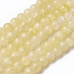 Spray Painted Glass Beads Strands, Round, Yellow, 8~8.5mm, Hole: 1.5mm, about 100pcs/strand, 31.1 inch(79cm)(GLAA-A038-C-41)