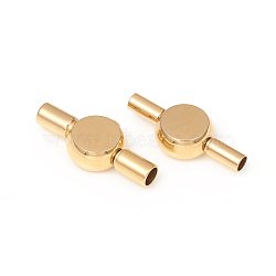 Ion Plating(IP) 304 Stainless Steel European Style Clasps, Long-Lasting Plated, Flat Round , Golden, 22x10x5mm, Hole: 3mm(STAS-G234-03G)
