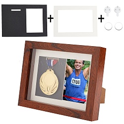 Natural Wood Photo Frames, for Tabletop Display Photo Frame, with Glass Finding, Rectangle, Sienna, Finish Product: 175x182x227mm(DJEW-WH0038-73B)