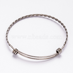 Tarnish Resistant 304 Stainless Steel Bangles, Stainless Steel Color, 63mm(BJEW-H468-P)