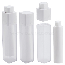 Plastic Vacuum Pump Bottles, Refillable Travel Eye Cream Lotion Bottle, Rectangle, White, 3.65x3.65x16.1cm, Capacity: 50ml(1.69fl. oz)(AJEW-WH0083-27C)