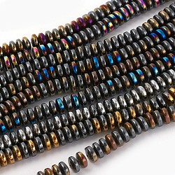 Electroplated Non-magnetic Synthetic Hematite Beads Strands, Half Plated, Rondelle, Mixed Color, 6x2.5~3mm, Hole: 1mm, about 152pcs/strand, 16.53 inch(42cm)(G-P408-J)