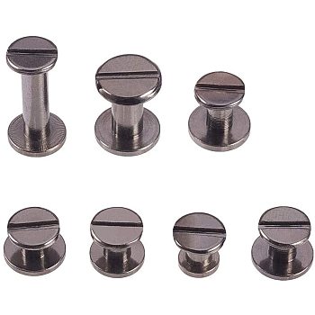 Brass Flat Nail Rivets, Chicago Screws, Screw Back, For DIY Leather Craft, Gunmetal, 7.4x7.2x1.7cm