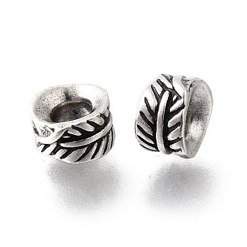 Column Brass Enamel Spacer Beads, Rack Plating, Lasting Plated, Cadmium Free & Lead Free, Platinum, 7x4.5mm, Hole: 3.5mm