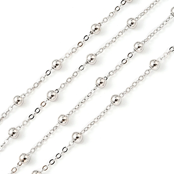 Anti-Tarnish Rhodium Plated 925 Sterling Silver Satellite Chains, Unwelded, Platinum, Link: 1.5x1x0.5mm, 3mm