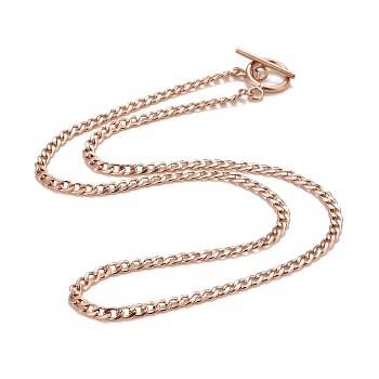 Ion Plating(IP)  304 Stainless Steel Chain Necklaces, Rose Gold, 19.72 inch(50.1cm)