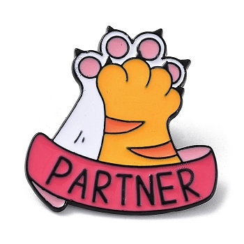 Kawaii Cute Pink Cat's Claw Pet Theme Enamel Pins, Black Alloy Badge for Women, Paw Print, 29.5x29.5x1mm