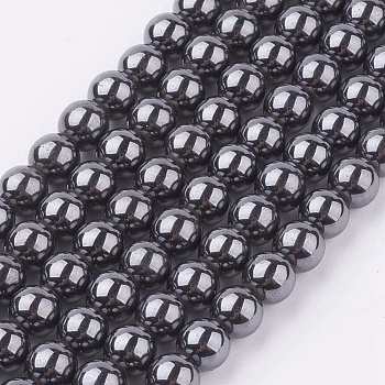 Magnetic Synthetic Hematite Beads Strand, Round, 6mm, Hole: 1mm, about 68pcs/strand, 16.2 inch