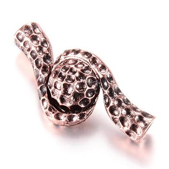 Alloy Magnetic Clasps with Glue-in Ends, Red Copper, 50x22~23x10~11.5mm, Hole: 5mm