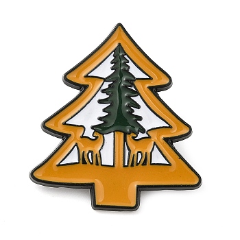 Enamel Pin, Electrophoresis Black Plated Alloy Badge for Backpack Clothes, Christmas Tree, 29x26x1.5mm