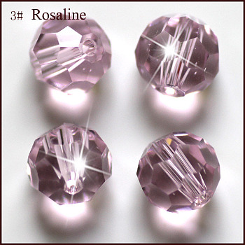 Imitation Austrian Crystal Beads, Grade AAA, Faceted(32 Facets), Round, Pink, 6mm, Hole: 0.7~0.9mm