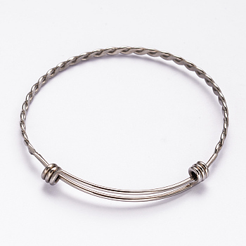 304 Stainless Steel Bangles, Stainless Steel Color, 63mm
