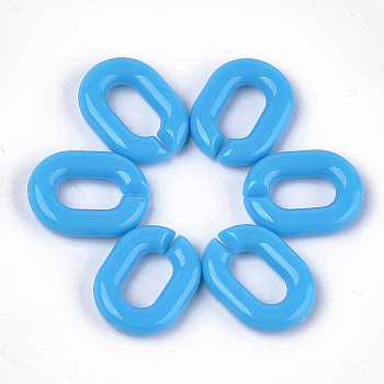 Acrylic Linking Rings, Quick Link Connectors, For Jewelry Chains Making, Oval, Dodger Blue, 19x14x4.5mm, Hole: 11x5.5mm