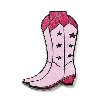 Opaque Acrylic Pendants, Boot, Pink, 39x25x2mm, Hole: 2mm