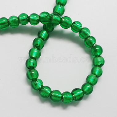10mm Green Round Silver Foil Beads