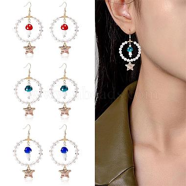 boucles d'oreilles pendantes en grand cercle en perles de verre(EJEW-SW00015-01)-7