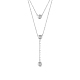 SHEGRACE Rhodium Plated 925 Sterling Silver Double Layered Necklace(JN635A)-1