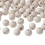 Natural Unfinished Wood Beads, Round Wooden Loose Beads Spacer Beads for Craft Making, Lead Free, Moccasin, 14mm, Hole: 3.5~4mm(WOOD-S651-14mm-LF)