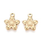 304 Stainless Steel Pendants, Sunflower Charms , Real 14K Gold Plated, 14x11.5x2mm, Hole: 1.5mm(STAS-N123-08G)