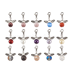 Pendants Sets, with Glass & Glass Pearl & Cat Eye Pendants, with 304 Stainless Steel Lobster Claw Clasps and Alloy Beads, Round with Wing, Mixed Color, 74x73x25mm, 30pcs/box(HJEW-TA0001-04)