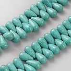 Synthetic Turquoise Dyed Beads Strands, Teardrop, Top Drilled, 25x12mm, Hole: 1mm, about 80pcs/strand, 16.34''(41.5cm)(G-WH0022-18C)