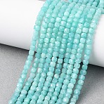 Natural Amazonite Beads Strands, Faceted, Cube, 4x4x4mm, Hole: 0.8mm, about 99pcs/strand, 15.55''(39.5cm)(G-K366-H01-4mm)