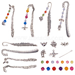 DIY Bookmark Making, Tibetan Style Alloy Pendants and Links Bookmarks, Transparent Acrylic Beads and Iron Eye Pin, Mixed Color(DIY-SC0003-73)