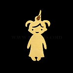 201 Stainless Steel Pendants, with Jump Ring, Laser Cut, Girl, Golden, 20x10.5x1.5mm, Jump Ring: 4.8x0.7mm, 2.4mm inner diameter(STAS-S105-LA415-2)