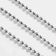 Iron Ball Bead Chains, with Spool, Soldered, Platinum Color, Bead: 1.5mm, about 32.8 Feet(10m)/roll(X-CHB001Y-N)