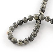 Natural Map Stone/Picasso Stone/Picasso Jasper Beads Strands, Round, 10.5mm, Hole: 1.2mm, about 36pcs/strand, 15.7 inch(G-S188-10mm)