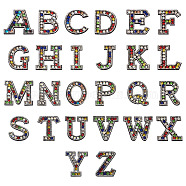 Cloth Iron On Alphabet Patches, with Resin Rhinestone, Costume Accessories, Letter A~Z, Colorful, 23~59x52~59x3.5mm, 26pcs/set(X-FIND-TAC0002-03)
