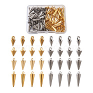 Fashewelry304 Stainless Steel Pendants, Spike/Cone, Golden & Stainless Steel Color, 80pcs/box(STAS-FW0001-03)