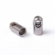 Brass Cord Ends, Nickel Free, Platinum, 4.5x2.1mm, Hole: 1mm, Inner Diameter: 1.5mm(X-EC111-2NF)