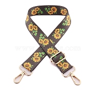 Flower Pattern Nylon Canvas Handbag Webbing Bag Straps, for Handbag or Shoulder Bag Replacement, Yellow, 75~145x3.8cm(PW-WG5C768-08)