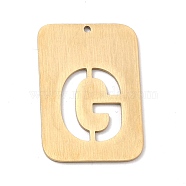 Ion Plating(IP) 304 Stainless Steel Pendants, Rectangle with Alphabet, Hollow, Letter.G, 32x22x1mm, Hole: 1.5mm(STAS-K216-49G-G)